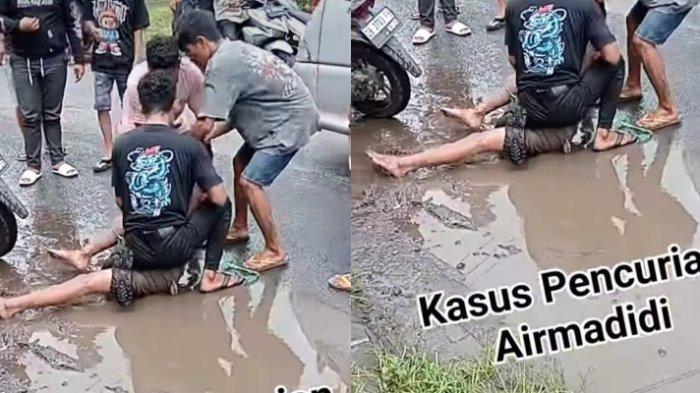 Terduga pencuri ditangkap warga di Kelurahan Airmadidi Bawah, Kecamatan Airmadidi, Kabupaten Minut, Sulawesi Utara, Rabu (22/1/2025).