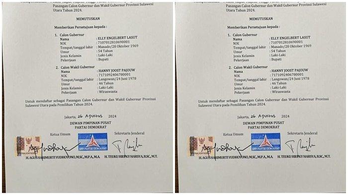 Surat penugasan yang menerakan E2L sebagai cagub dan HJP sebagai cawagub beredar di media sosial.