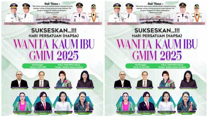 HAPSA: Semangat persatuan dan pelayanan akan kembali bergema dalam perayaan Hari Persatuan (HAPSA) Wanita/Kaum Ibu (WKI) Sinode GMIM 2025. Kegiatan akbar tersebut akan dilaksanakan di Wilayah Tondano Dua, Minahasa pada Jumat 13 Juni 2025.