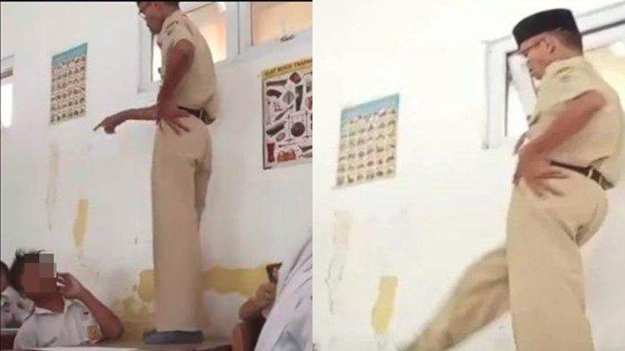 TENDANG SISWA - Video yang menunjukkan tindakan seorang guru yang menendang kepala murid dari atas meja di dalam kelas viral di media sosial. Keluarga pun kini mengajukan 2 syarat untuk berdamai