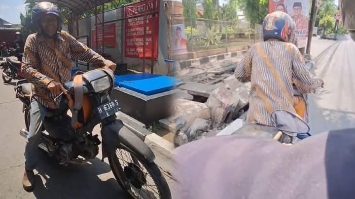 Viral kakek di Semarang dorong motor belasan km karena tak punya uang untuk beli bensin, bersyukur bertemu sosok penolong