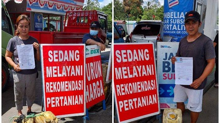 Warga yang membawa rekomendasi dari Pemkab Bolmong ke SPBU Dumoga, Sulawesi Utara (Sulut).