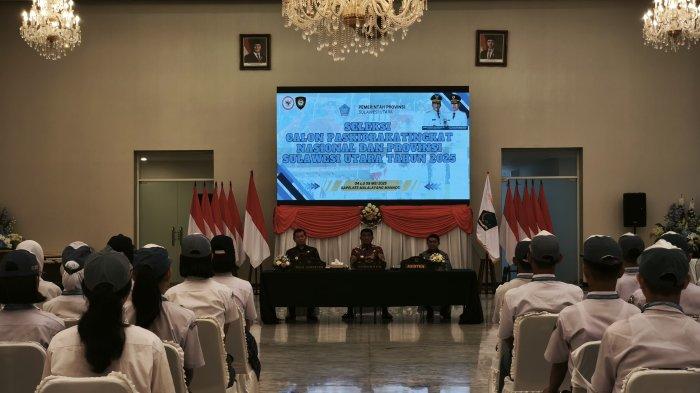 SELEKSI: Gubernur Sulawesi Utara Yulius Selvanus Komaling (YSK) memimpin seleksi Paskibraka tingkat Nasional dan Provinsi, Jumat (9/5/2025)
