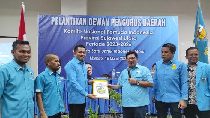 Yopi Saraung dilantik sebagai Ketua KNPI Sulawesi Utara dalam Musda XIV KNPI Sulut di Aryaduta Manado, Kamis (16/03/2023).