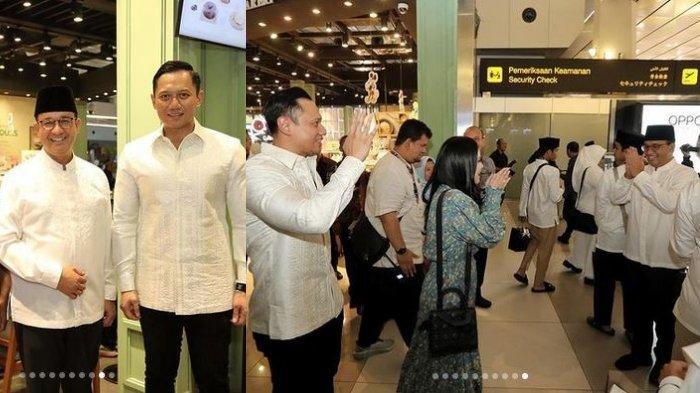 Anies Baswedan dan AHY sebelum berangkat Umrah.