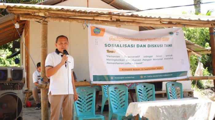 Kepala Dinas Pertanian Minut Wangke S Karundeng menyampaikan sambutan pada peringatan Hari Tani Nasional 2023 di Airmadidi Bawah, Minahasa Utara, Jumat (22/9/2023).