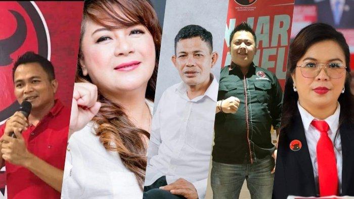 5 kandidat calon Bupati Mitra dari PDIP : Ronald Kandoli (kaos merah), Pricylia Elviera Rondo, Stevy Keintjem, Marty Ole, Arter Runturambi