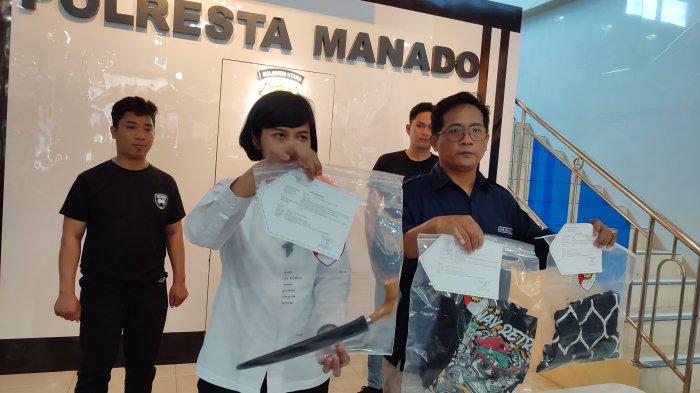 Konferensi pers terkait kasus pembunuhan yang terjadi di salah satu indekos yang berada di Kelurahan Titiwungan, Kecamatan Sario, Kota Manado, Sulawesi Utara, Senin (22/7/2024).