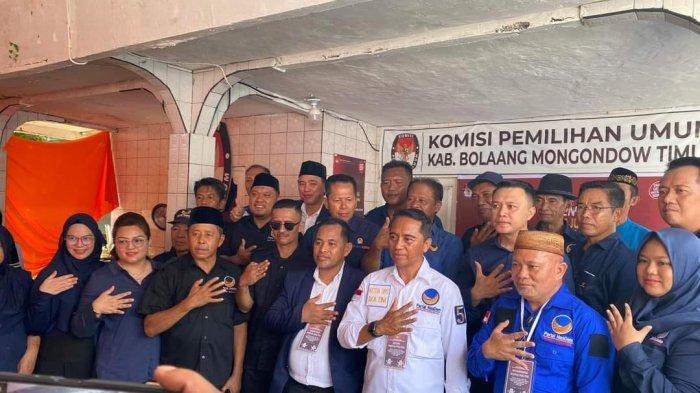 Nasdem Boltim usai mendaftarkan bacaleg di KPU Boltim, Sulawesi Utara, Kamis (11/5/2023).