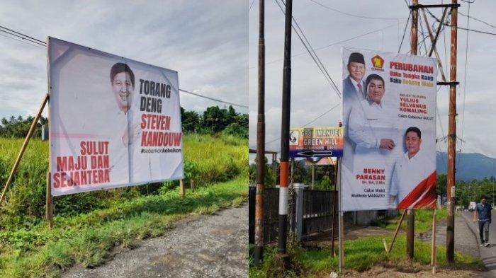 Baliho bakal Calon Gubernur Sulawesi Utara, Yulius Komaling dan Steven Kandouw.