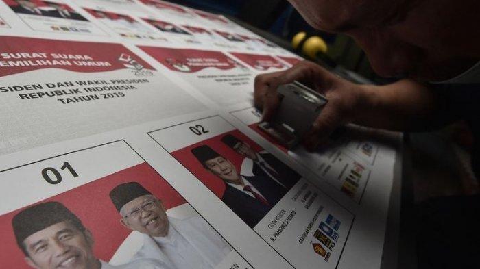 Surat suara Pilpres 2019.