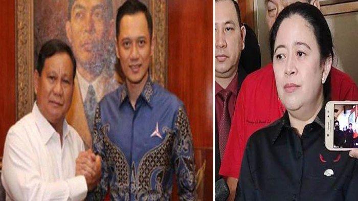 Ketua Umum Partai Demokrat Agus Harimurti Yudhoyono (AHY) berpamitan ke Ketua DPP PDIP Puan Maharani setelah memutuskan mendukung Prabowo Subianto.