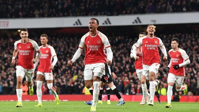 Selebrasi para pemain Arsenal saat merayakan gol ke gawang Newcastle United dalam lanjutan pekan ke-26 Liga Inggris, Minggu (25/2/2024) dinihari WIB. Arsenal berhasil meraih kemenangan telak dengan skor 4-1 atas tamunya Newcastle dalam lanjutan pekan ke-26 Liga Inggris, Minggu (25/2/2024).