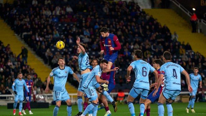 Barcelona menang tipis dengan skor 1-0 saat menjamu Osasuna dalam lanjutan laga tunda jornada ke-20 Liga Spanyol 2023-2024, Kamis (1/2/2024)