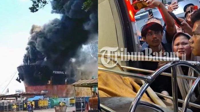 KAPAL TANKER TERBAKAR - Insiden kebakaran kapal MV Federal II yang sedang Repair di PT ASL Tanjunguncang Kota Batam, terjadi Selasa (24/6/2025). Kebakaran itu dilaporkan menewaskan empat orang pekerja dan lima orang terluka di antara mengalami luka bakar.