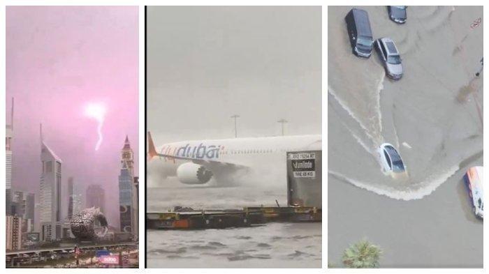 DUBAI Dilanda Banjir Besar, Curah Hujan 1 Tahun Turun dalam 12 Jam, 50 Penerbangan Dibatalkan