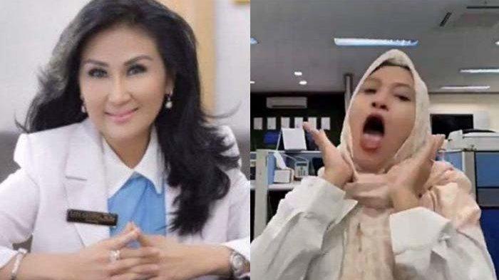 DITUDUH ORANG DALAM: Kolase foro Lita Gading dan Wenny Myzon. Lita geram dituduh jadi orang dalam PT Timah hingga meminta Wenny Myzon minta maaf atas perkataannya itu