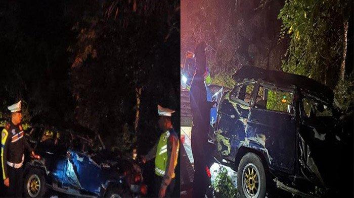KECELAKAAN LALU LINTAS: Diduga hilang kendali satu unit mobil Kijang Super BK 1470 FJ warna biru terjun ke jurang di Jalan Lintas Langkat-Karo tepatnya di Dusun Pamah Semelir, Desa Telagah, Kecamatan Sei Bingai, Kabupaten Langkat, Sumatera Utara, pada Senij (7/4/2025) malam. Akibat kejadian itu, tiga orang dilaporkan meninggal dunia dalam insiden tersebut. Ketiganya diketahui adalah suami, istri dan anak.