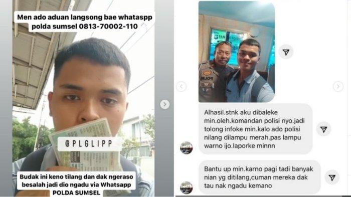 Seorang pria ngaku ditilang dan diminta uang Rp 200 ribu oleh oknum polisi di kawasan Sekip, Palembang.
