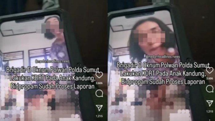 DUGAAN PENGANIAYAAN: Tangkapan layar video oknum Polwan Polda Sumut diduga aniaya anak kandung. Video penganiayaan yang diduga dilakukan oleh Polwan berinisial Brigadir D itu diunggah Instagram @deliserdanginfoo pada Senin (17/2/2025).