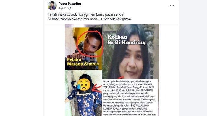 Foto korban dan pelaku diunggah di media sosial Facebook, Minggu (22/6/2025). (FB/Putra Pasaribu)
