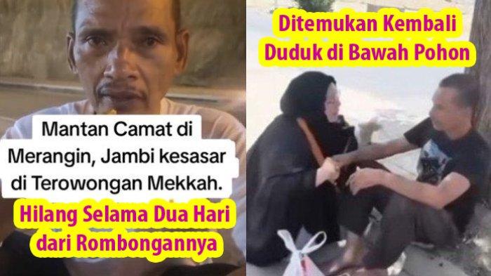 HILANG DUA HARI DI MEKKAH: Sosok Abas, seorang mantan camat di Kabupaten Merangin, Provinsi Jambi, kesasar di Kota Mekkah saat ibadah umroh. Kini Abas kembali ditemukan duduk di bawah pohon setelah dua hari. (Ig/palembang_bedesau.id)