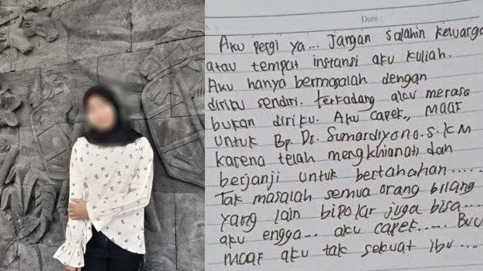 LONCAT DARI JEMBATAN - Terungkap isi pesan terakhir mahasiswi UNS, Devita Sari Anggraeni sebelum loncat ke Sungai Bengawan Solo dari jembatan Jurug, Selasa (1/7/2025) siang. Ia menyebut nama sang dosen dalam surat tersebut