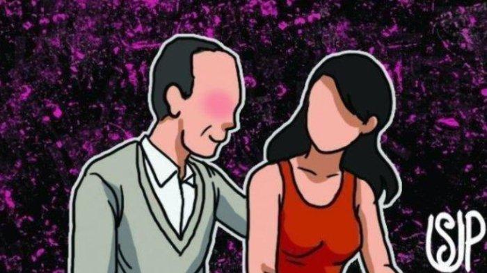 Ilustrasi kakek tua pilih wanita muda