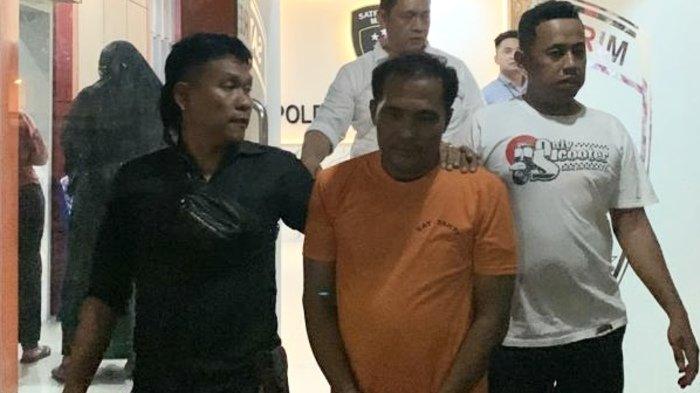 Imran Surbakti, Ketua Ranting Pemuda Pancasila Kelurahan Binjai, Kecamatan Medan Denai yang sempat mengancam akan membunuh jurnalis Tribun-medan.com layu setelag ditangkap