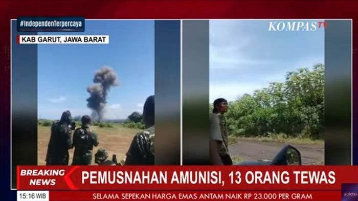 JUMLAH KORBAN BERTAMBAH - Tragedi pemusnahan amunisi tidak layak pakai di Desa Sagara, Kecamatan Cibalong, Kabupaten Garut, Jawa Barat, memakan korban meninggal dunia belasan. Kabar terbaru, korban meninggal yang sebelumnya dinyatakan 11 orang, kini bertambah menjadi 13 orang.