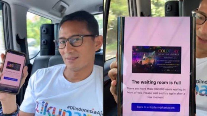 Menparekraf Sandiaga Uno ikut war tiket konser Coldplay, Rabu (17/5/2023).