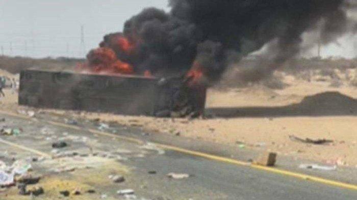 KECELAKAAN BUS DI JEDDAH,- Kronologi bus jemaah umrah terguling dan terbakar di Wedi Qudeid, Arab Saudi pada Kamis, 20 Maret 2025 hingga menewaskan enam WNI.