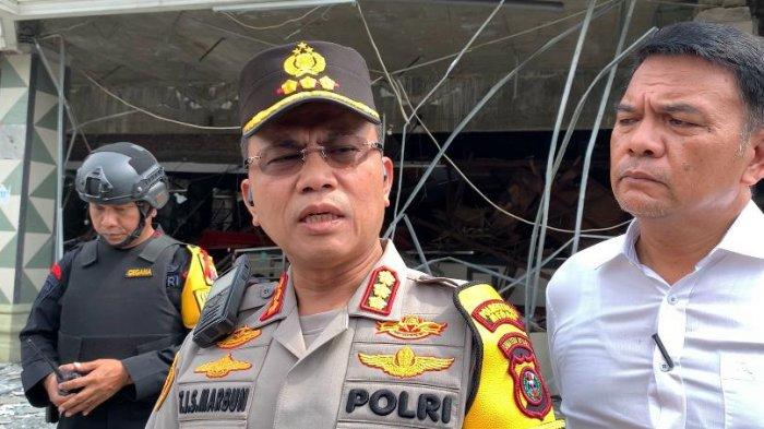 Kapolrestabes Medan, Kombes pol Teddy Jhon Sahala Marbun, ketika memberikan keterangan terkait ledakan yang terjadi di Jalan Sisingamangaraja, Kecamatan Medan Kota, Senin (15/1/2024).