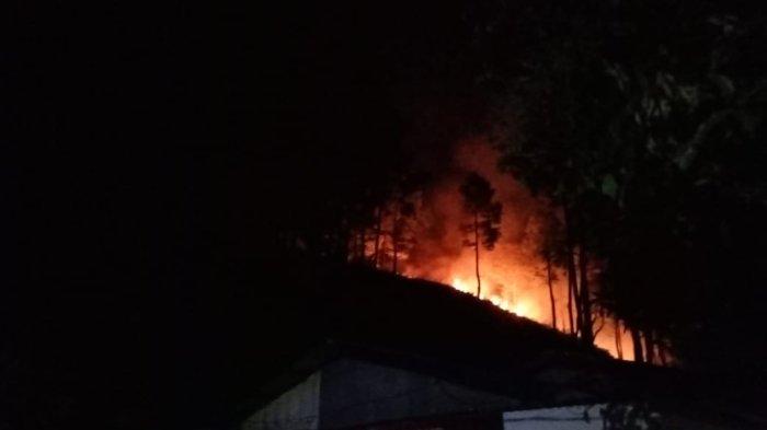 Karhutla di Samosir. Petugas dari Dishut, Pemkab Samosir, TNI - Polri serta masyarakat dan stakeholder lainnya saling membahu memadamkan api hingga saat ini, Senin (15/7/2024).