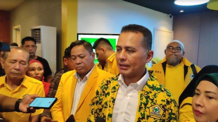 Ketua DPD Golkar Sumut Musa Rajekshah saat diwawancarai di kantor DPD Golkar usai serah terima jabatan Gubernur Sumut, Selasa (5/9/2023).