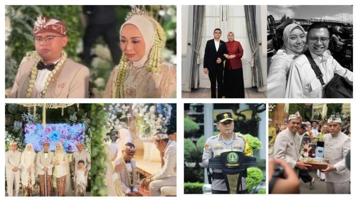 PESTA PERNIKAHAN - Kolase foto Anak Gubernur Jabar Dedi Mulyadi, Maula Akbar, resmi menikah dengan Wakil Bupati Garut, Luthfianisa Putri Karlina, Rabu (16/7/2025). Kini, Maula memiliki mertua seorang jenderal bintang dua, Karyoto yang adalah Kapolda Metro Jaya. Foto unggahan Maula Akbar bersama Putri Karlina. Irjen Karyoto saat memimpin Apel Pamen Jajaran Polda Metro Jaya pada 7 Februari 2024 (kiri) dan Irjen Karyoto bersama Gubernur Jawa Barat, Dedi Mulyadi di pernikahan sang anak, Putri Karlina pada Rabu (16/7/2025). Momen foto bersama keluarga dan sungkeman Maula Akbar ke Dedi Mulyadi di pernikahannya dengan Wakil Bupati Garut Putri Karlina, Rabu (16/7/2025)