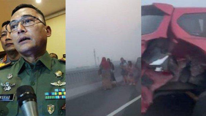 Kolase foto Danpomdam Jaya Kolonel Cpm Irsyad Hamdie Bey Anwar dan korban kecelakaan. Kondisi Perwira Kodam yang merupakan pelaku lawan arah di Tol Layang Mohammed bin Zayed (MBZ).