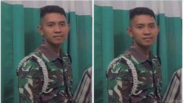 Kolase foto mendiang Iwan Sutrisman Telaumbanua dan terduga pelaku Serda Adan Aryan Marsal.