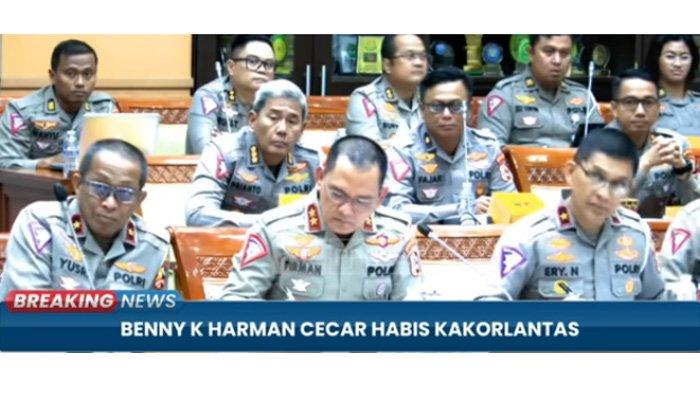 Kepala Korps Lalu Lintas (Kakorlantas) Polri, Irjen Firman Shantyabudi melakukan Rapat Dengar Pendapat (RDP) dengan Komisi III DPR di Gedung Parlemen, Senayan, Jakarta, pada Rabu (5/7/2023). (tangkapan layar video youtube)