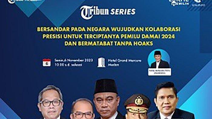 Talkshow Tribun Series ke 9 kembali digelar dengan mengambil tema Bersandar pada Negara Wujudkan Kolaborasi Presisi untuk Terciptanya Pemilu Damai 2024 dan Bermartabat Tanpa Hoaks,yang digelar di Ballroom Hotel Grand Mercure, Kota Medan, (6/10/2023).