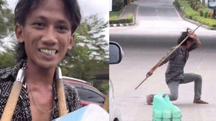 PEDAGANG TISU VIRAL: Pedagang tisu di Batam tunjukan trik kungfu untuk menarik minat pembeli, Minggu (9/2/2025). Aksinya pun viral di media sosial