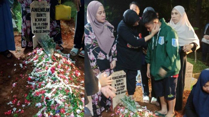PEMAKAMAN ANIE MELAN: Facebook Hermer Adnamser pada Sabtu (9/12/2023) malam, mengunggah foto-foto dan video pemakaman jenazah Anie Melan. (FB/Hermer Adnamser)