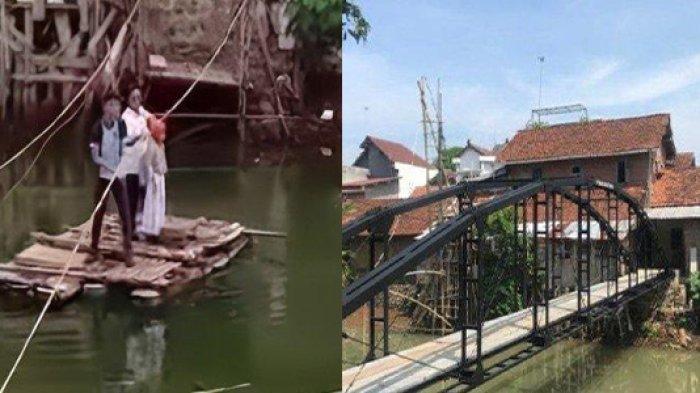 PENAMPAKAN Keluarga Sunardi Naik Rakit Saat Akses ke Rumahnya Ditutup Tetangga hingga Bangun Jembatan Rp250 Juta