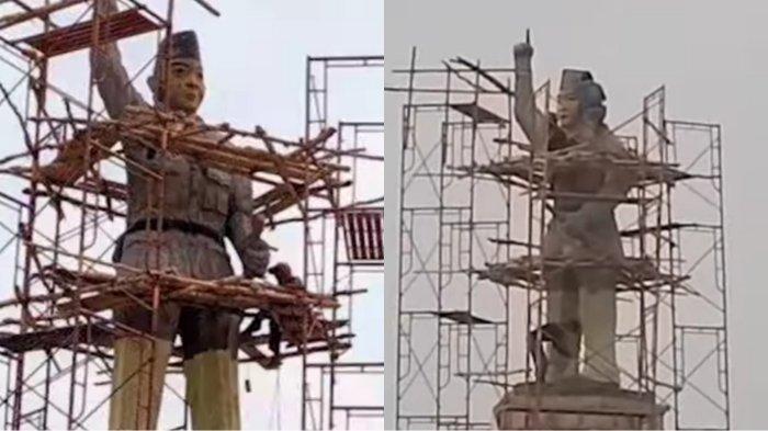 Patung Bung Karno yang dibangun di Kabupaten Banyusin, Sumatera Selatan (Sumsel) menjadi sorotan lantaran disebut tak mirip.