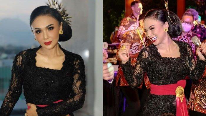 Penampilan Yuni Shara curi perhatian.  Joget Bareng Gibran Rakabuming saat Injakkan Kaki di Kota Solo, Kecantikan Yuni Shara Sampai Disebut bak Putri Keraton Usai Berbalut Kebaya Hitam dengan Lengan Terawang