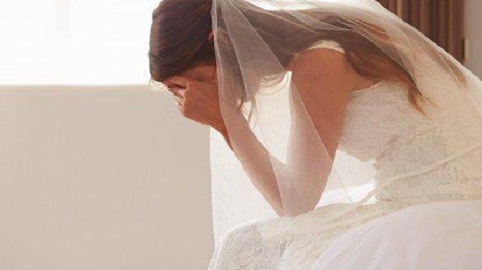 ILUSTRASI pengantin wanita menangis.