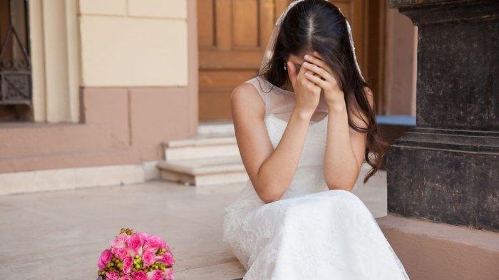 Ilustrasi calon pengantin wanita menangis gegara calon suaminya kabur