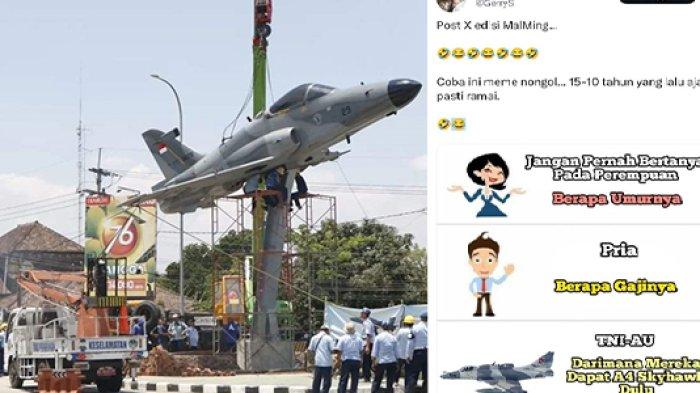 Pesawat Hawk 200 bertengger di exit tol Madiun dan postingnan akun X @GerryS