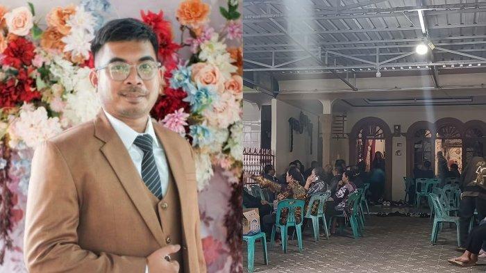Kolase Elon Douglas Marbun dan suasana rumah duka.