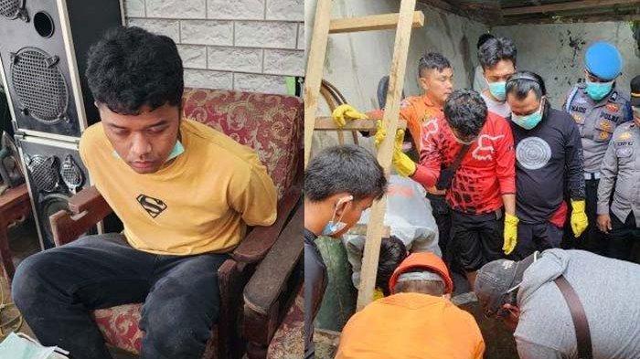 MUTILASI KEKASIH - Terduga pelaku pembunuhan mutilasi SJ alias Wanda (kiri) dan petugas kepolisian dari Polres Padang Pariaman saat melakukan pengembangan terkait kasus mutilasi di kawasan Batang Anai, Kabupaten Padang Pariaman, Sumatera Barat. Wanda memutilasi kekasihnya lalu dimasukkan ke sumur